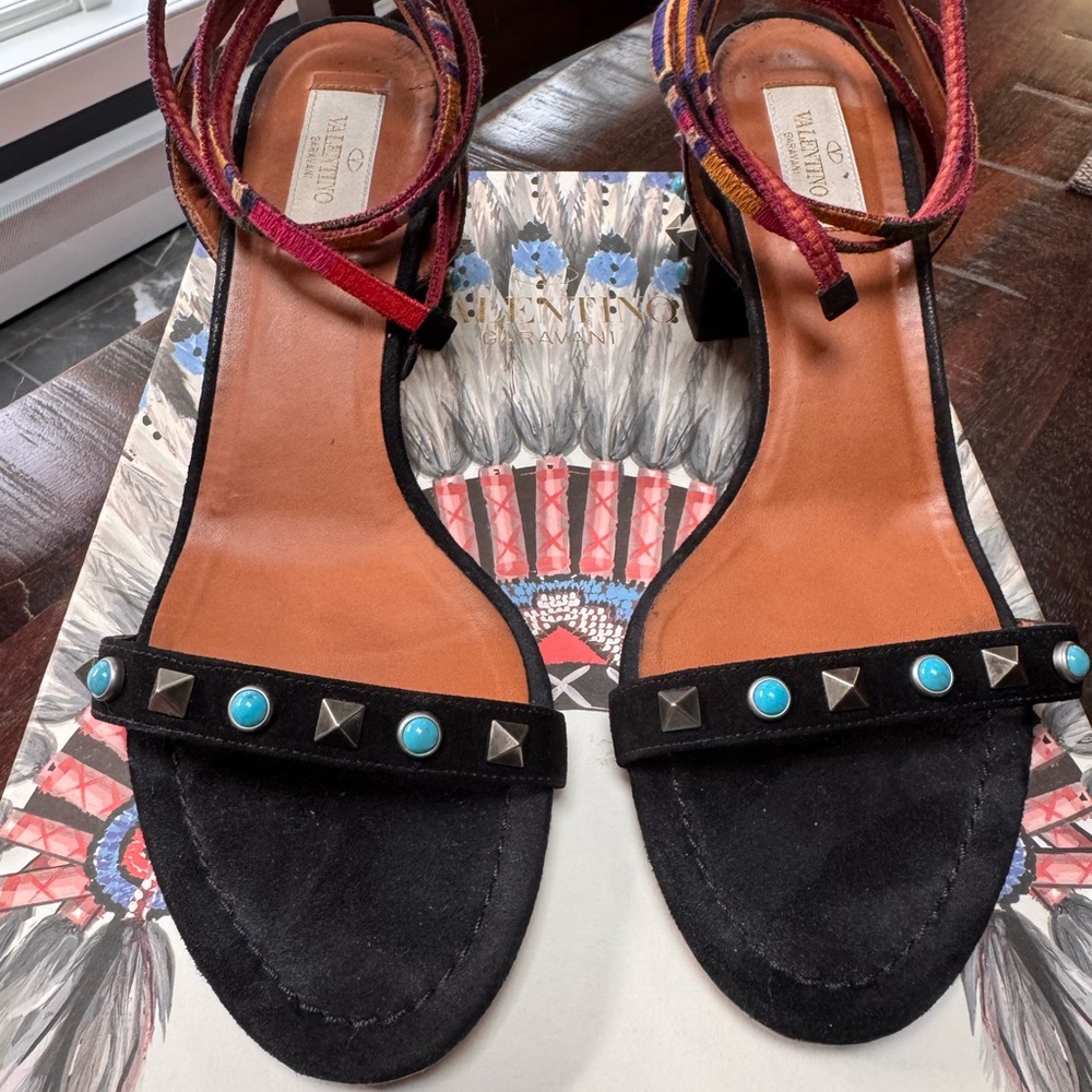 Valentino Black and Turquoise Heels - Picture 4 of 5
